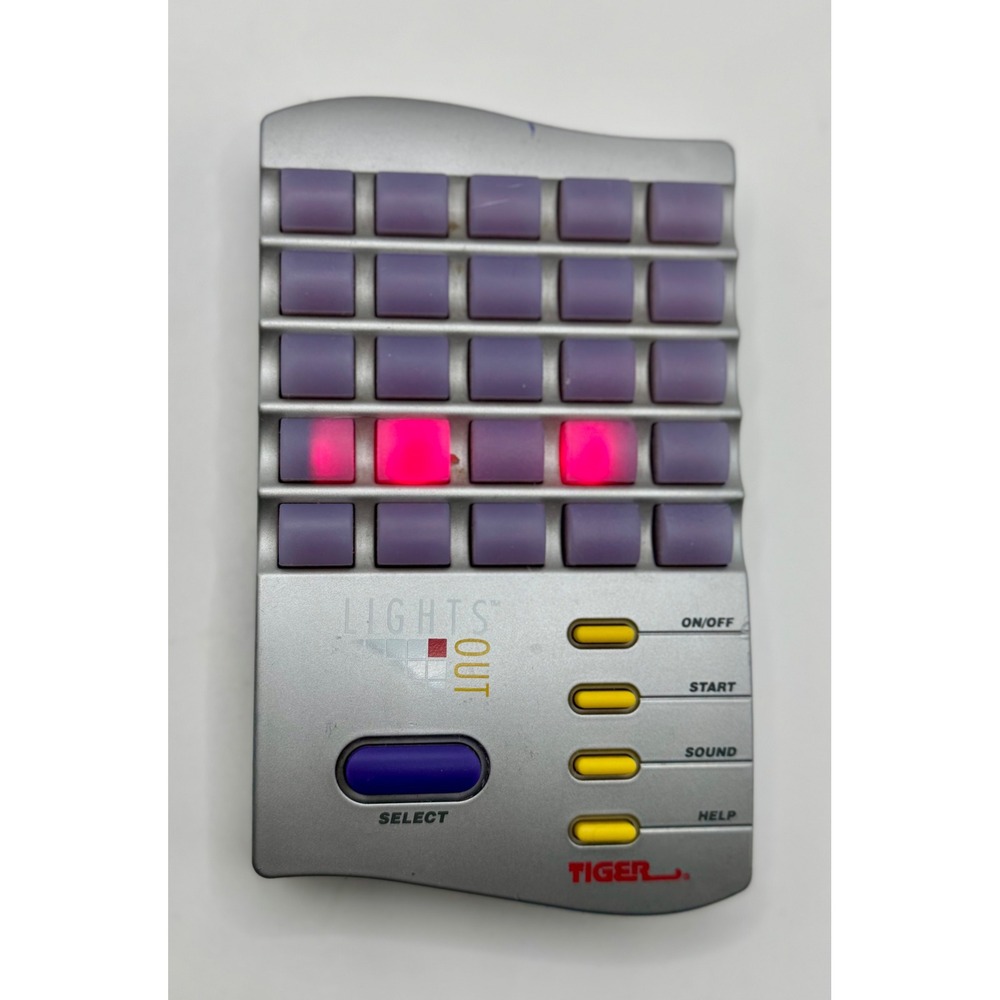 Tiger Electronics Lights Out Handheld Game 1995 Silver Purple Vintage Puzzle Toy - Picture 3 of 7
